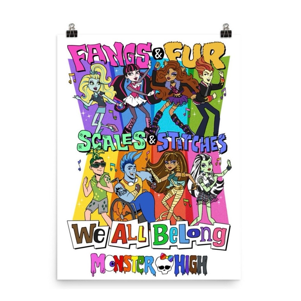 Mattel Creations Monster High Pride We All Belong Poster by Cheyne Gallarde